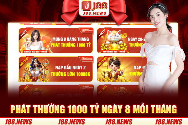Lịch phát thưởng 1000 tỷ ngày 8 mỗi tháng của nhà cái J88